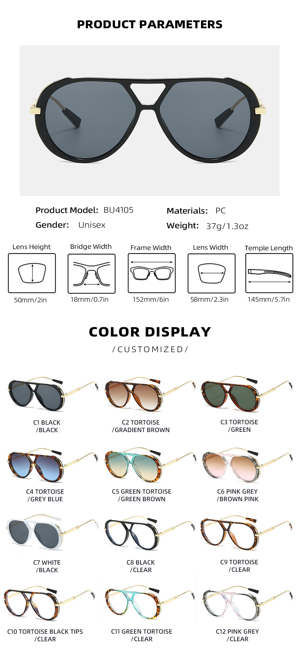 Retro Leopard Print Frame Green Lens Double Bridge Sunglasses