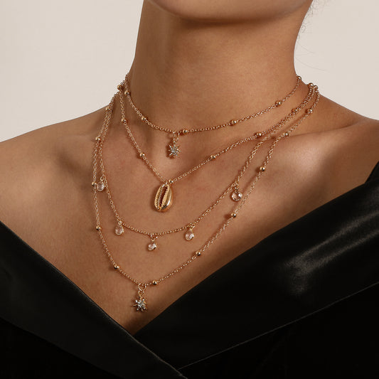 Multi-layer Zircon Hexagram Necklace