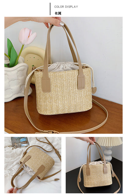 Summer Vacation Straw Bag Cross body Small Square Bag
