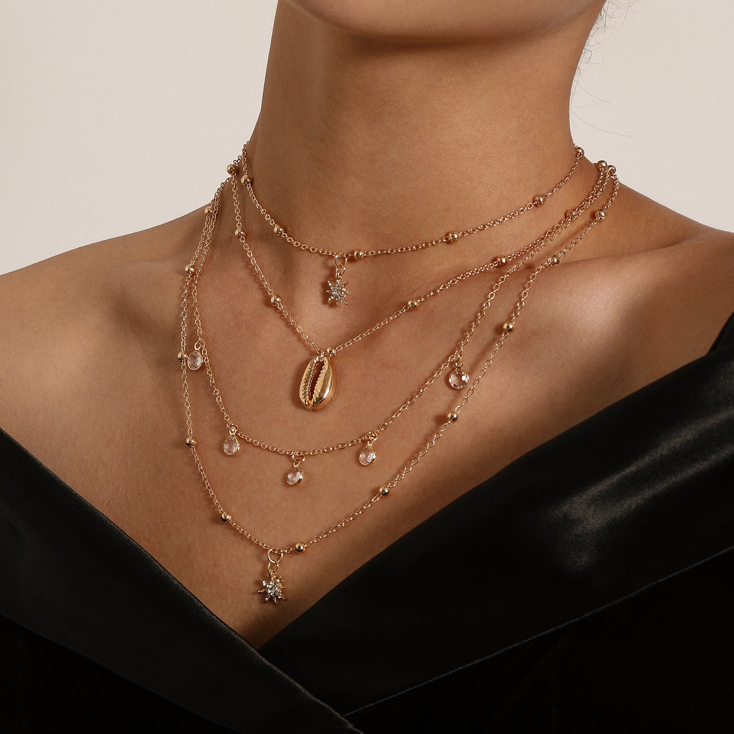 Multi-layer Zircon Hexagram Necklace