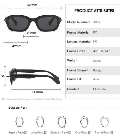 Retro high-end narrow frame square sunglasses