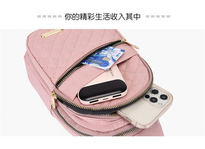 Simple Women's Multi-layer Embroidery Large Capacity Outdoor Casual Crossbody Bag