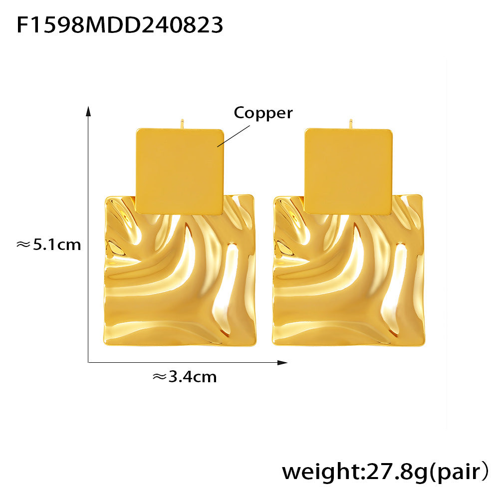 Geometric Pleated Glossy Earrings
