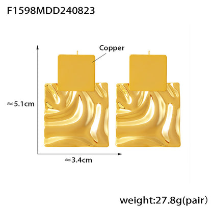 Geometric Pleated Glossy Earrings