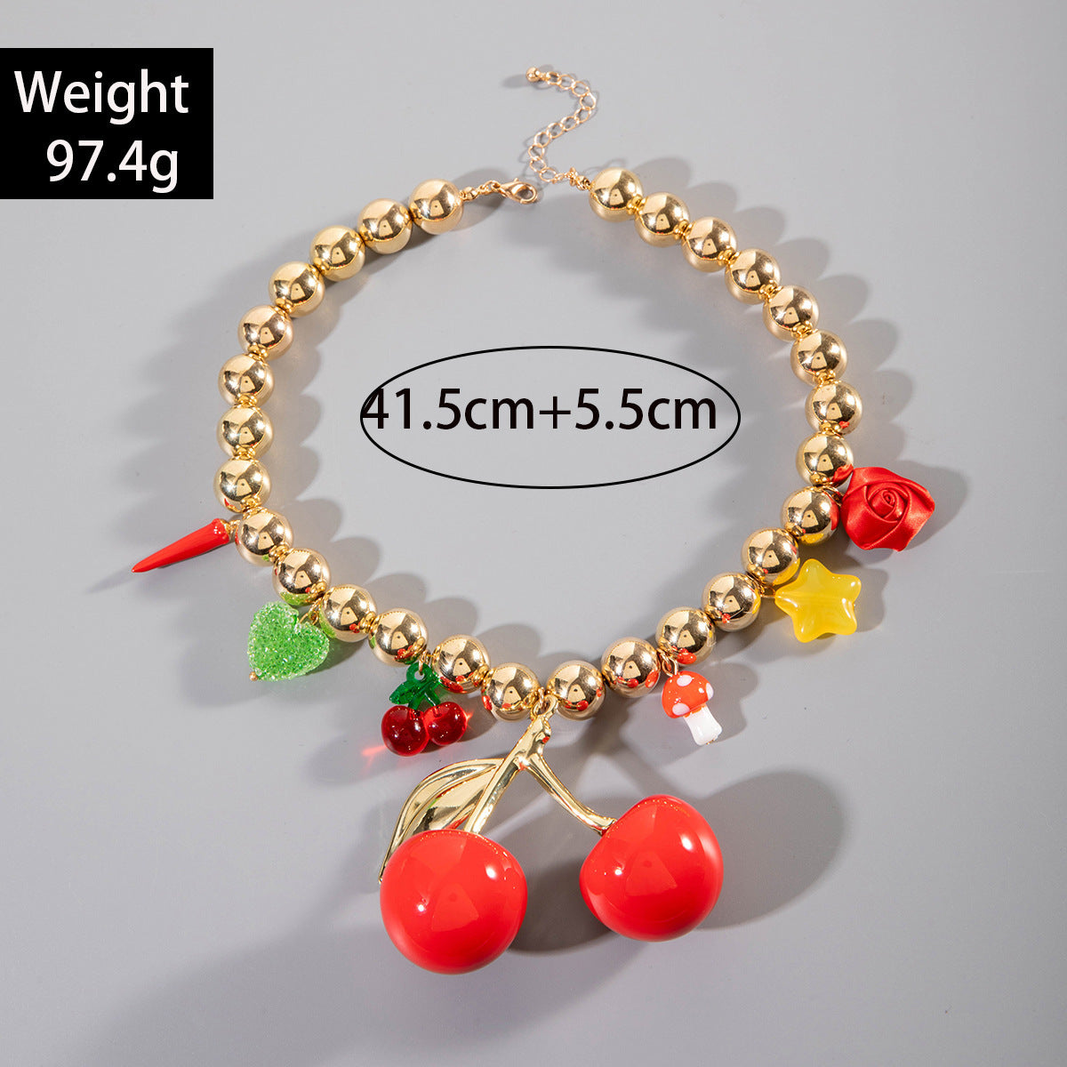 Exaggerated Acrylic Alloy Cherry Necklace