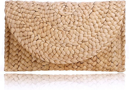 Straw Clutch Handbag Summer Beach Straw Purse for Women woven Envelope Bag