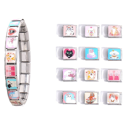 DIY Italian Modular Stitching Cartoon Stitching Bracelet