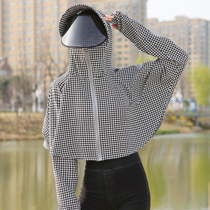 Summer Outdoor Hooded Casual Mid-Length Ice Silk Sunscreen Cardigan