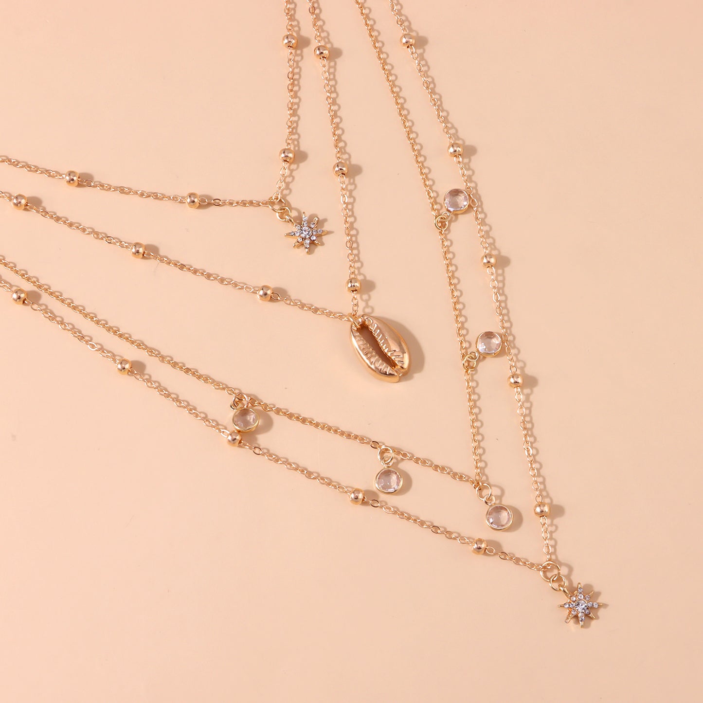 Multi-layer Zircon Hexagram Necklace