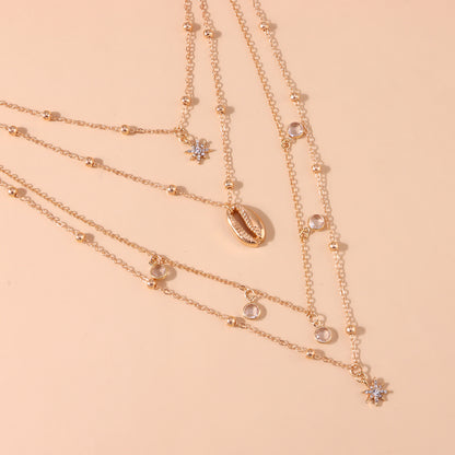 Multi-layer Zircon Hexagram Necklace