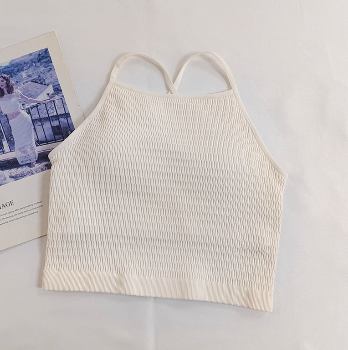 Solid Color Cross Thin Shoulder Strap Sports Breathable Yoga Bra with Chest Pads