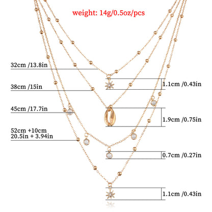 Multi-layer Zircon Hexagram Necklace