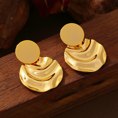 Geometric Pleated Glossy Earrings