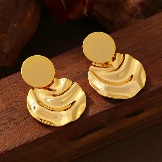 Geometric Pleated Glossy Earrings