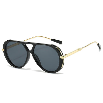 Retro Leopard Print Frame Green Lens Double Bridge Sunglasses