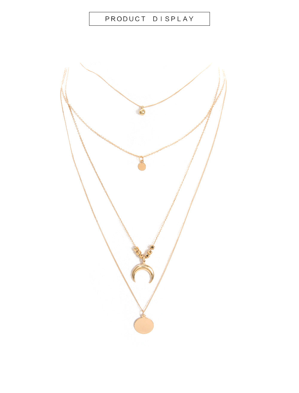 Multi-layer Moon Disc Pendant Necklace