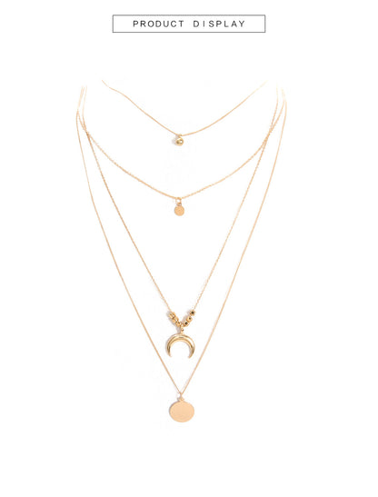 Multi-layer Moon Disc Pendant Necklace