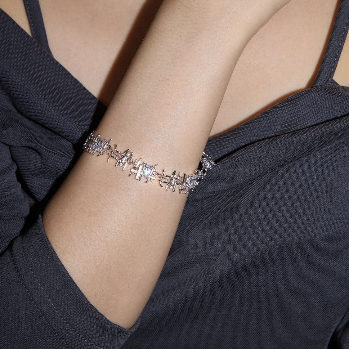 Braided Zircon Hollow Bracelet