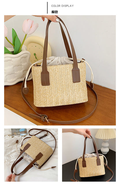 Summer Vacation Straw Bag Cross body Small Square Bag