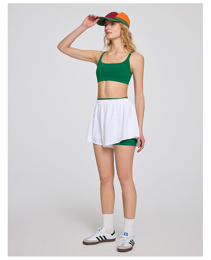 High-waisted Elastic Adjustable Fake Two-piece Sports Shorts
