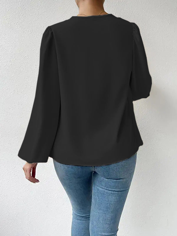 Chiffon Long Sleeve Loose Draped Shirt