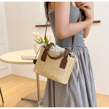 Summer Vacation Straw Bag Cross body Small Square Bag
