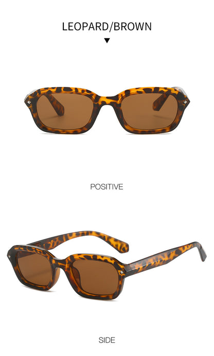 Retro high-end narrow frame square sunglasses