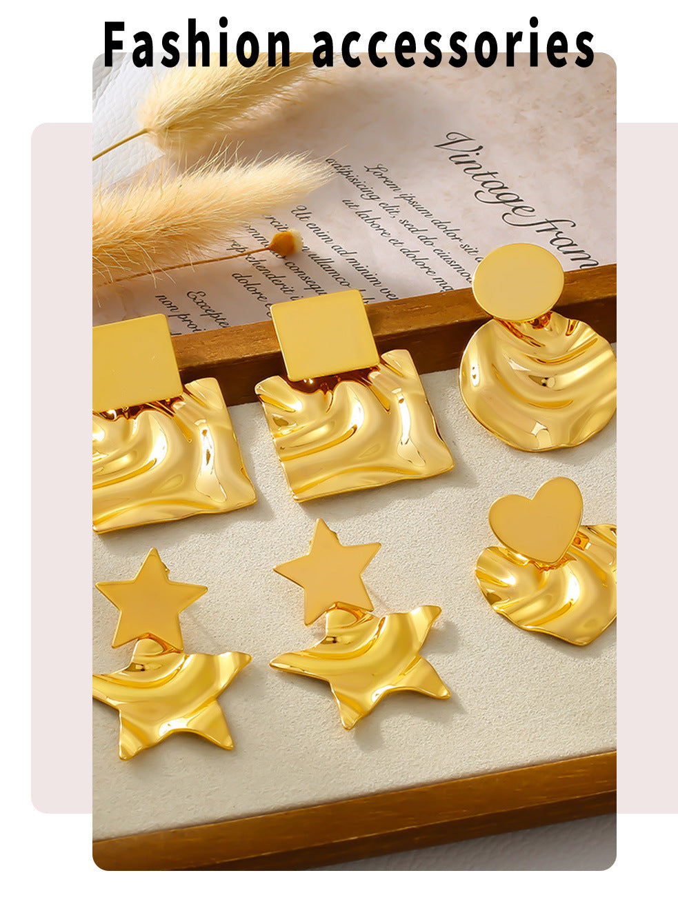 Geometric Pleated Glossy Earrings