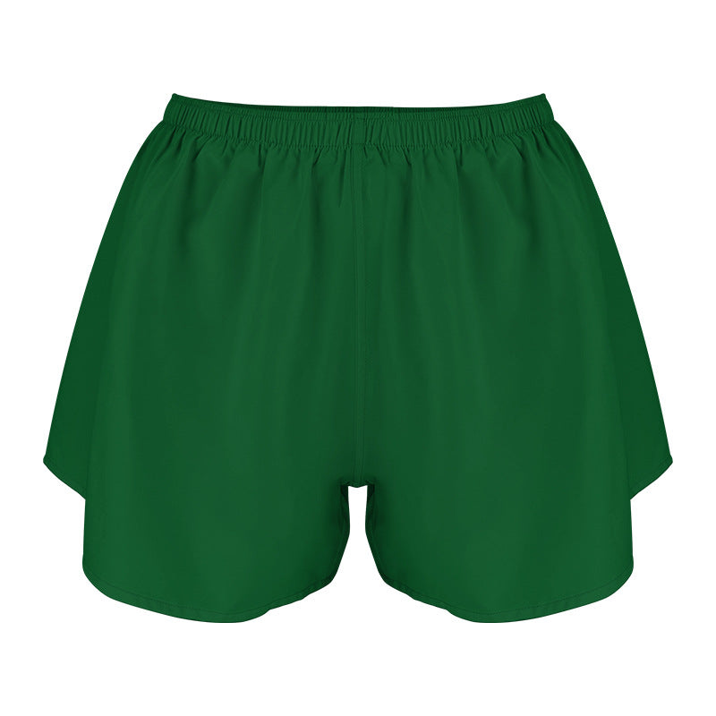 High-waisted Elastic Adjustable Fake Two-piece Sports Shorts