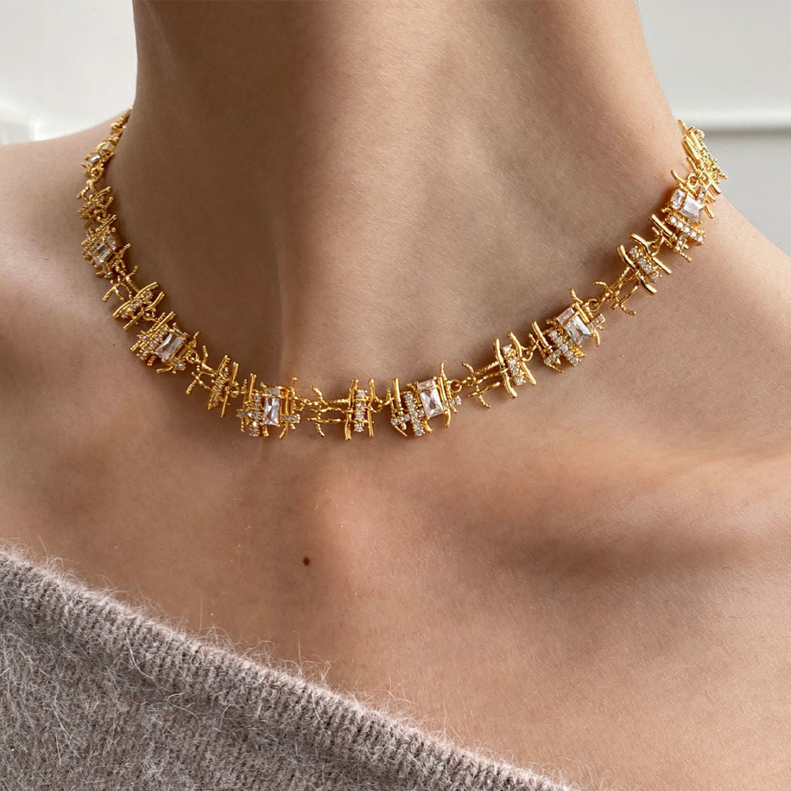 Braided Zircon Hollow Bracelet