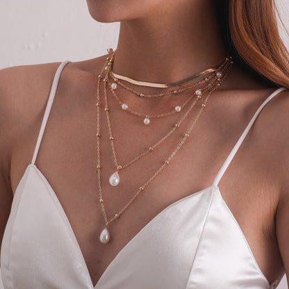Vintage Pearl Multi-layer Round Bead Necklace