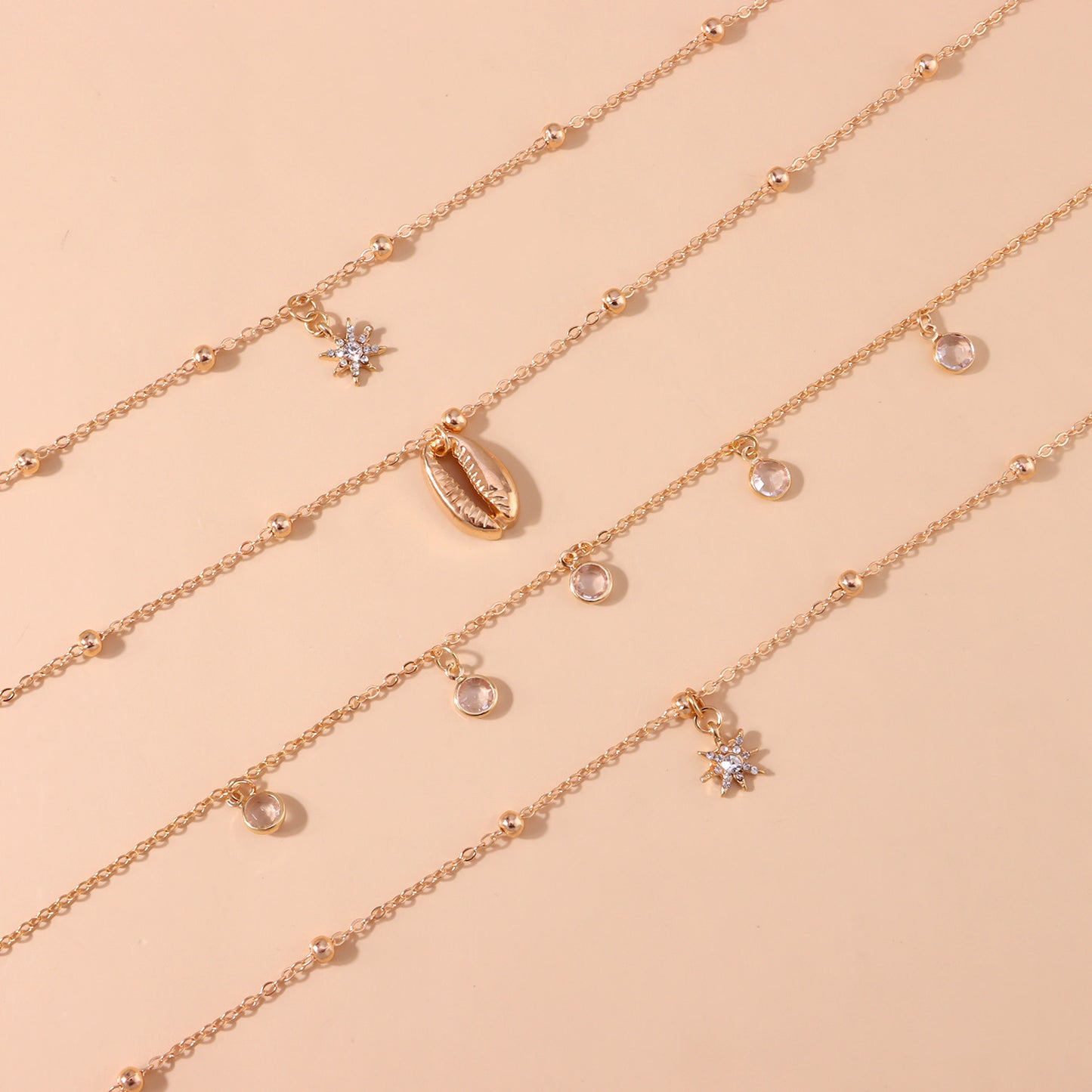 Multi-layer Zircon Hexagram Necklace