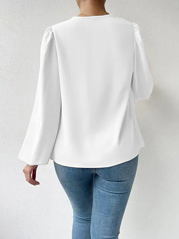 Chiffon Long Sleeve Loose Draped Shirt