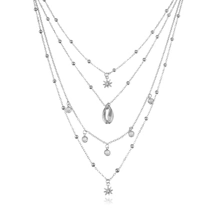 Multi-layer Zircon Hexagram Necklace