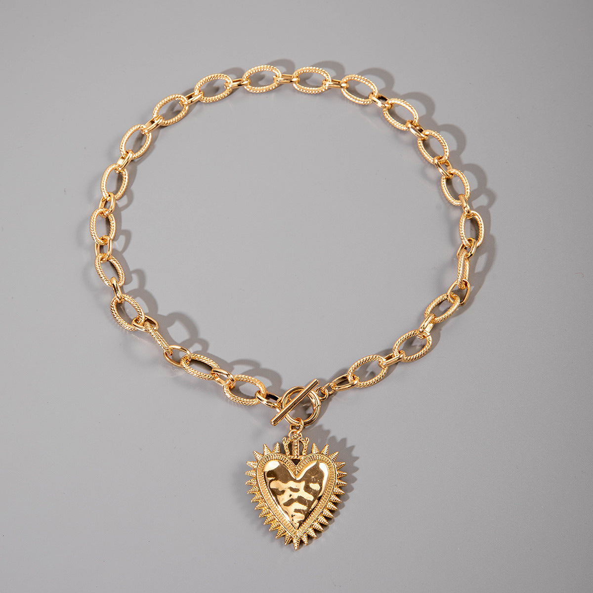 Vintage Alloy Heart Sun Gold Necklace