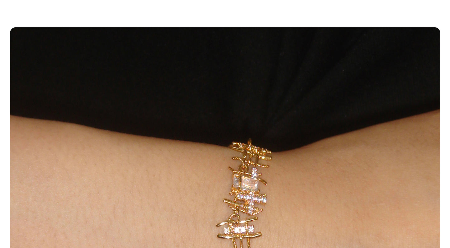 Braided Zircon Hollow Bracelet