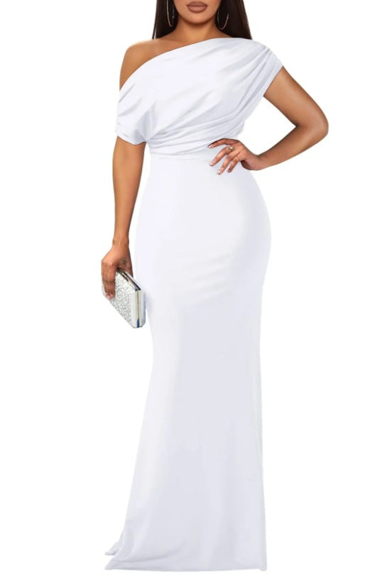 Spring Elegant Sleeveless Off-Shoulder Tight Long Dress