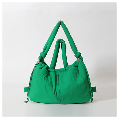 Cross-Border Hot Personality and Versatility down Cotton Backpack New Nylon Drawstring Lightweight Shoulder Bag Fashion Cloth Bag