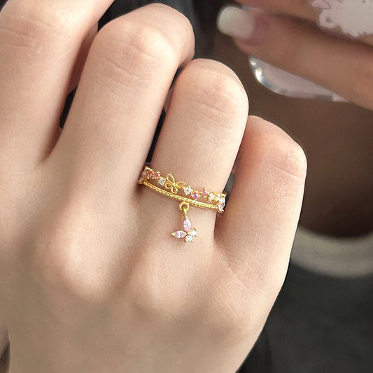 Gentle Butterfly Tassel Ring