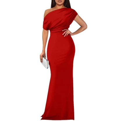 Spring Elegant Sleeveless Off-Shoulder Tight Long Dress