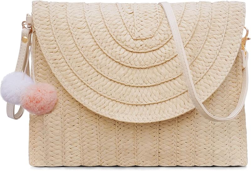 Straw Shoulder Bag For Women Woven Purse Beach Envelope Clutch Straws Wallet