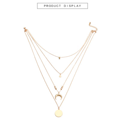 Multi-layer Moon Disc Pendant Necklace