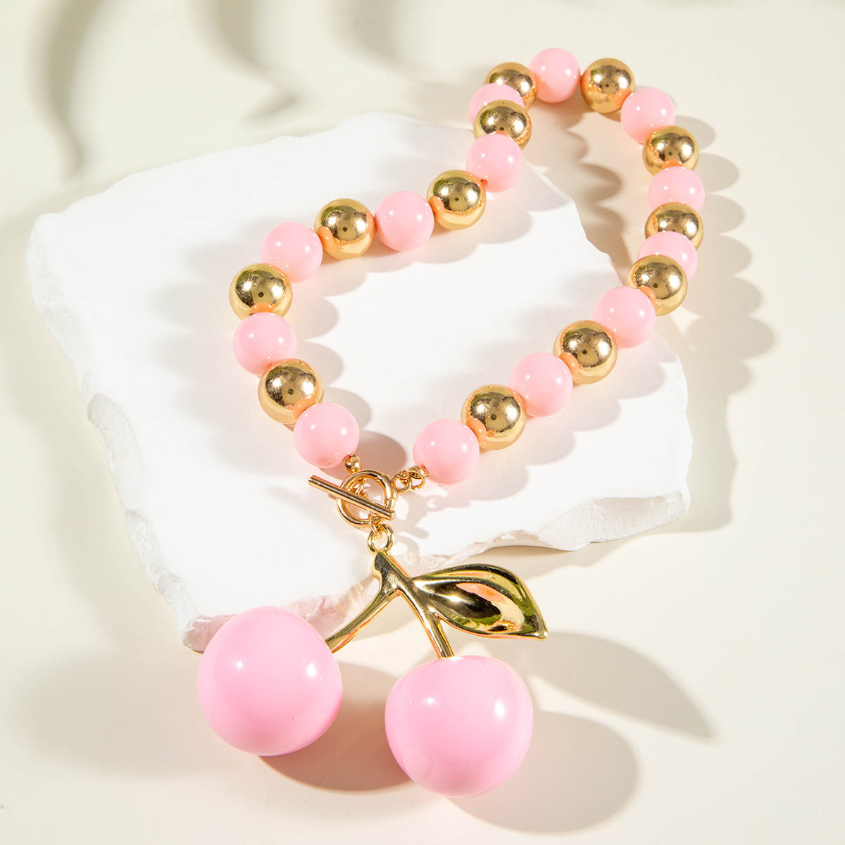 Exaggerated Acrylic Alloy Cherry Necklace