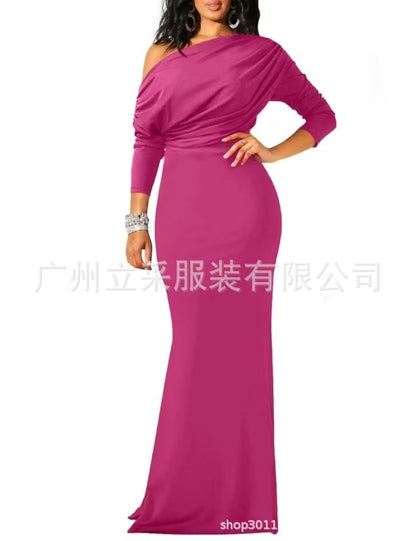 Spring Elegant Sleeveless Off-Shoulder Tight Long Dress