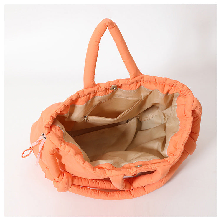 Cross-Border Hot Personality and Versatility down Cotton Backpack New Nylon Drawstring Lightweight Shoulder Bag Fashion Cloth Bag