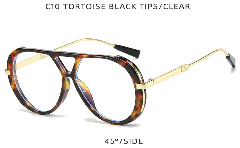 Retro Leopard Print Frame Green Lens Double Bridge Sunglasses