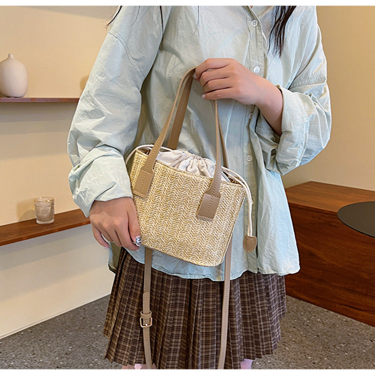 Summer Vacation Straw Bag Cross body Small Square Bag