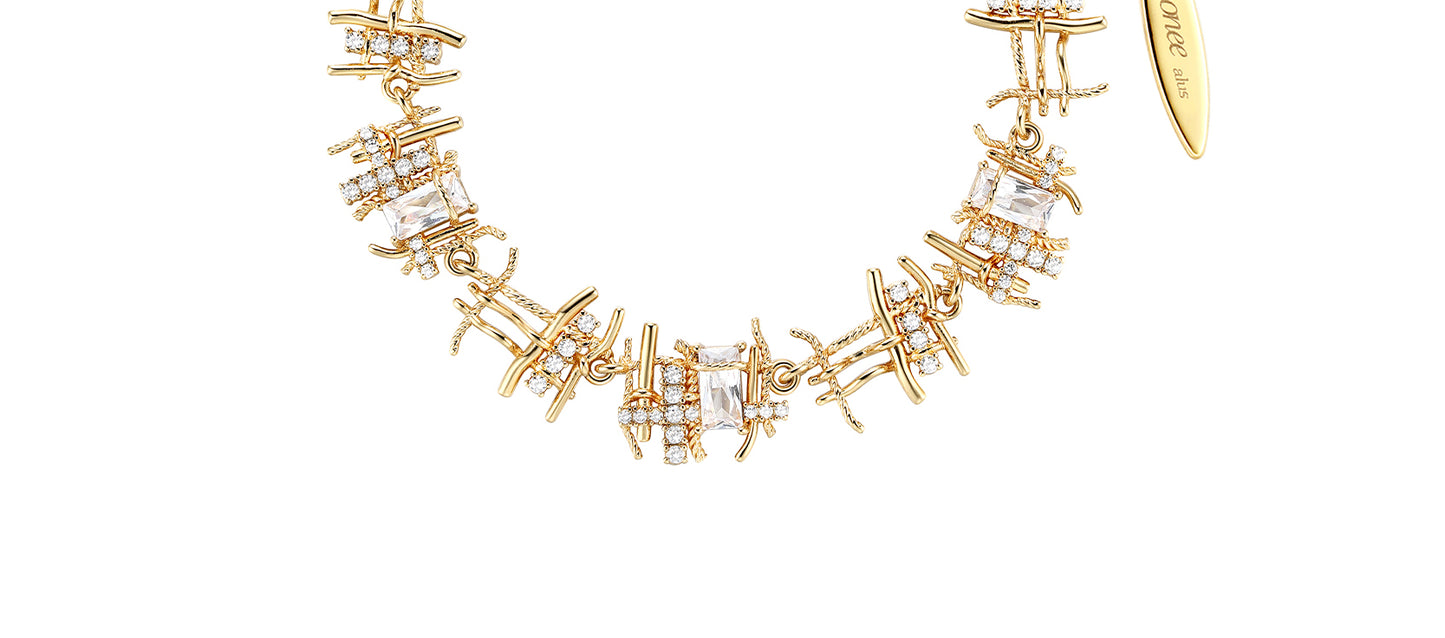 Braided Zircon Hollow Bracelet