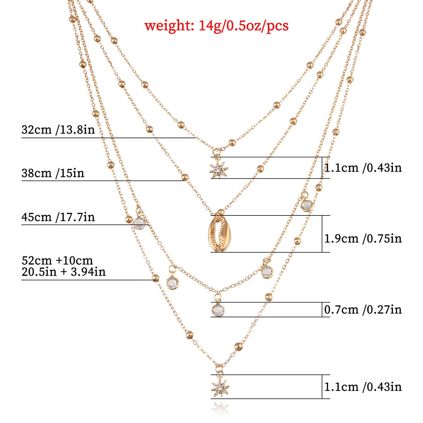Multi-layer Zircon Hexagram Necklace