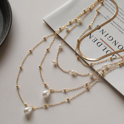 Vintage Pearl Multi-layer Round Bead Necklace